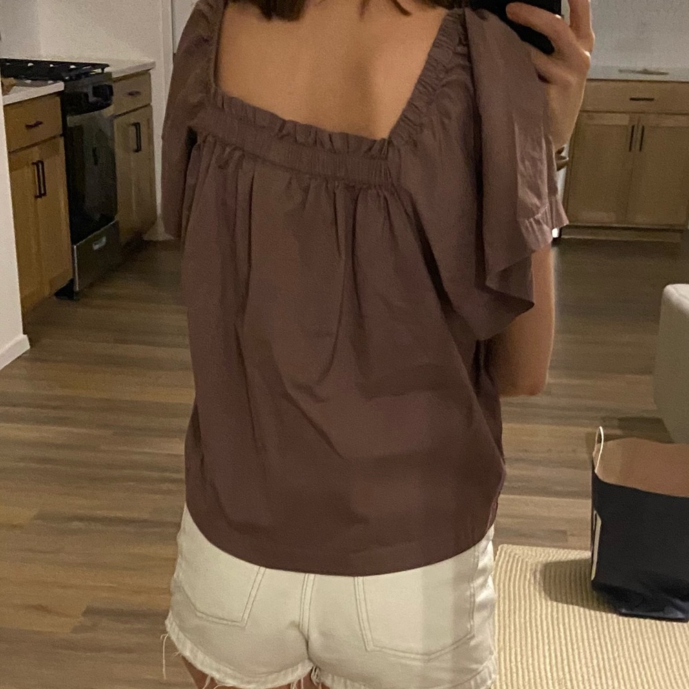 Gap Flutter Sleeve Top / Open Neck In Deep Purple - image 8